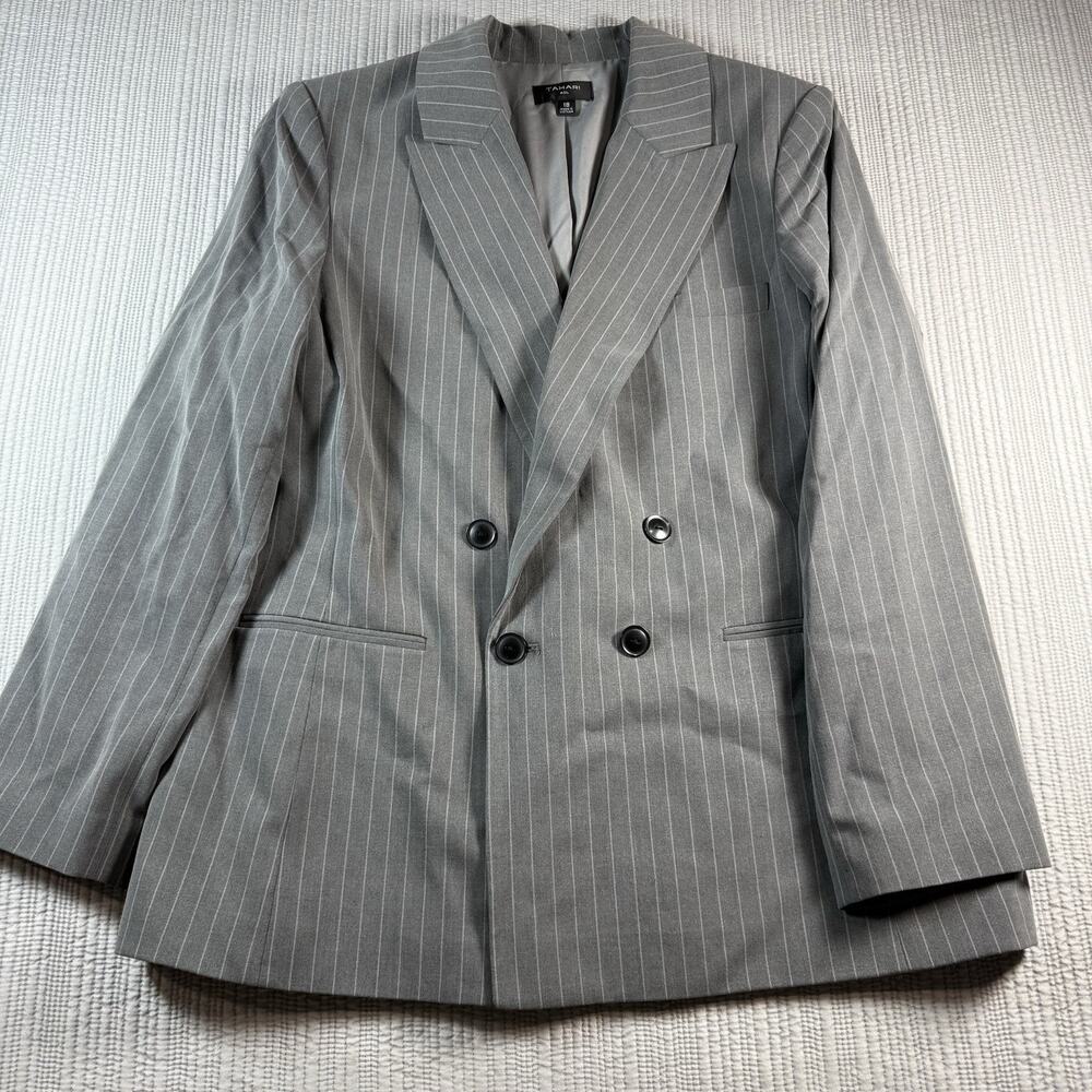Tahari ASL Blazer Women’s 18 Pin Striped Tailored Office Siren Corporate Chic